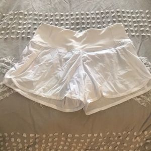 White lines athletic running shorts